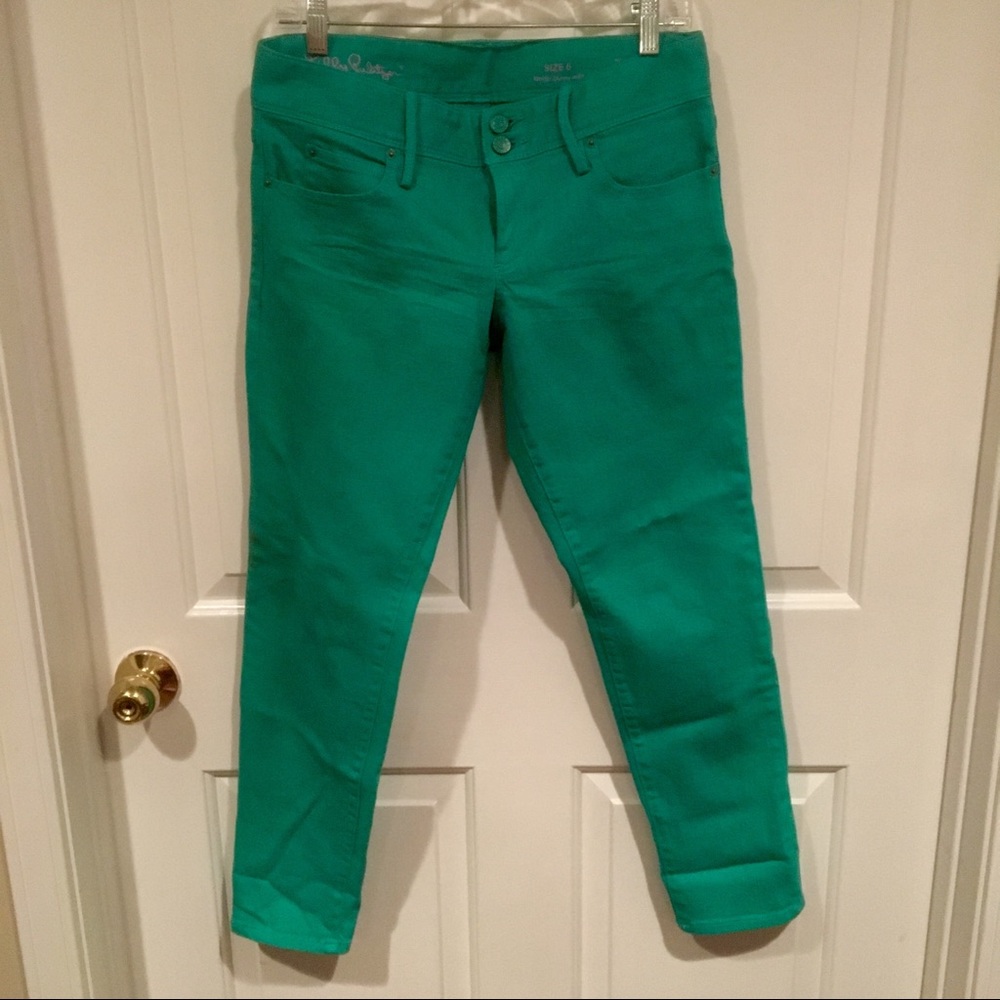 LILLY PULITZER GREEN WORTH SKINNY MINI JEANS